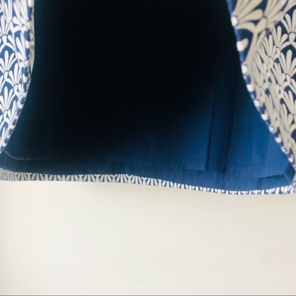 Talbots Classic Cotton A-Line Skirt Navy and White Fan Print Size 10 - Picture 6 of 12